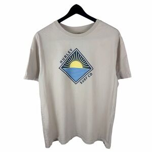 Mens Y2K Hurley Surf Company Skate Streetwear Graphic Tan Shirt Size L